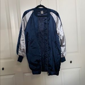 Long silky varsity jacket